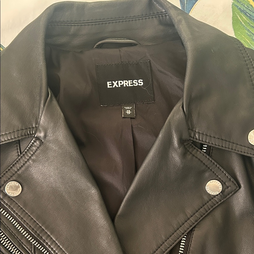 Express Faux Leather Quilted Moto Jacket - Picture 4 of 9